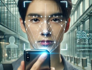 DALL·E 2025-03-17 09.39.18 - A realistic digital photo of a young Korean man using facial recognition technology on his smartphone. His face is being scanned with a futuristic dig.jpg