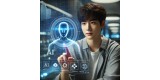 DALL·E 2025-03-17 12.28.56 - A realistic digital photo of a young Korean man interacting with an AI assistant displayed as a holographic interface in front of him. The AI interfac.jpg