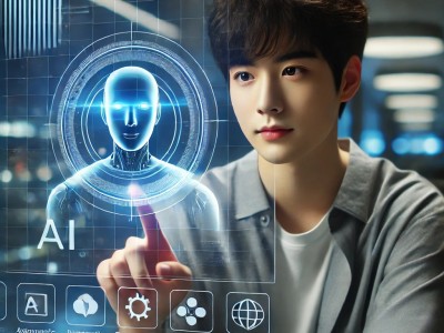 DALL·E 2025-03-17 12.28.56 - A realistic digital photo of a young Korean man interacting with an AI assistant displayed as a holographic interface in front of him. The AI interfac.jpg