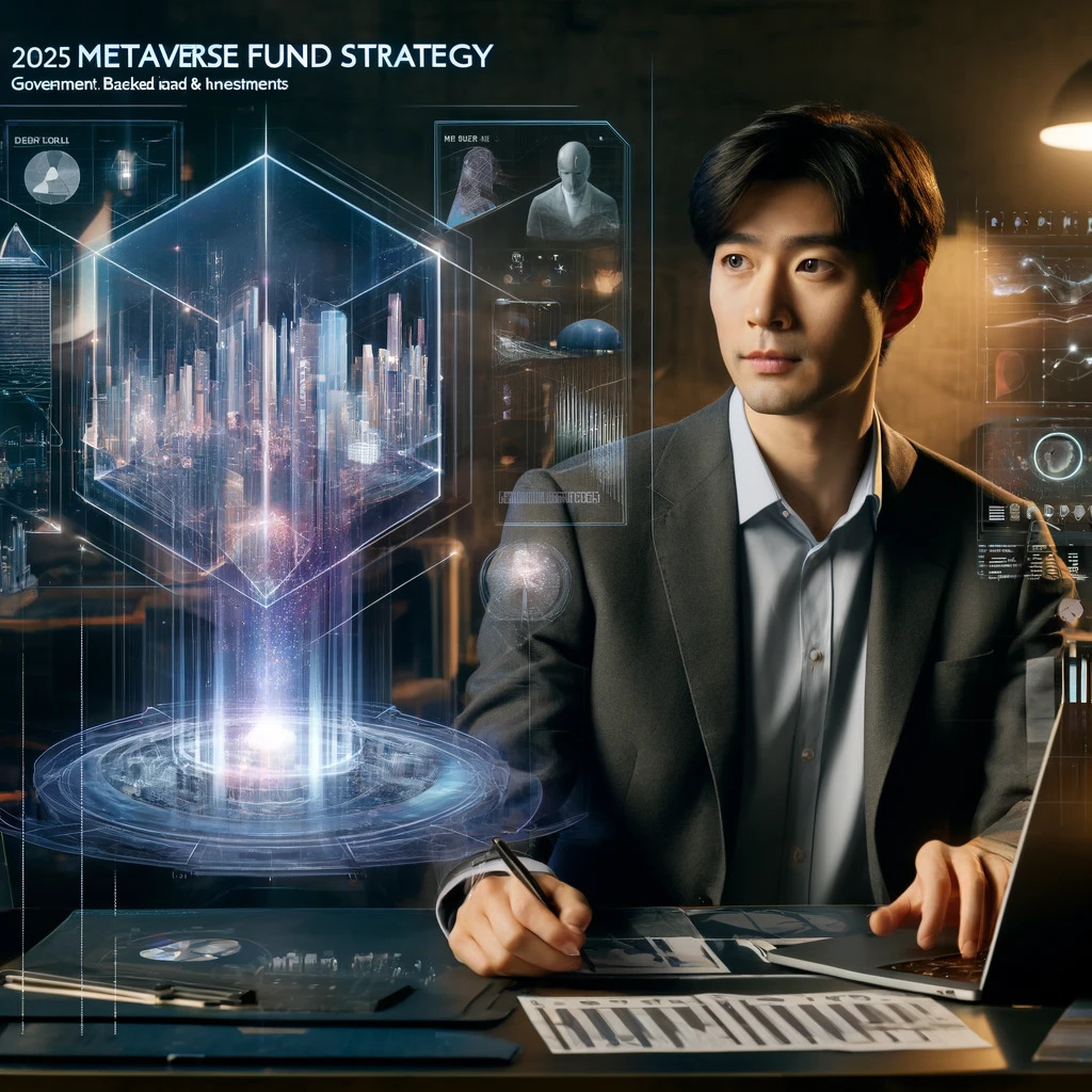 DALL·E 2025-04-21 10.15.30 - A cinematic, ultra-realistic image of a Korean man in his 30s wearing business casual clothes, reviewing metaverse fund policies for 2025. He is sitti.jpg