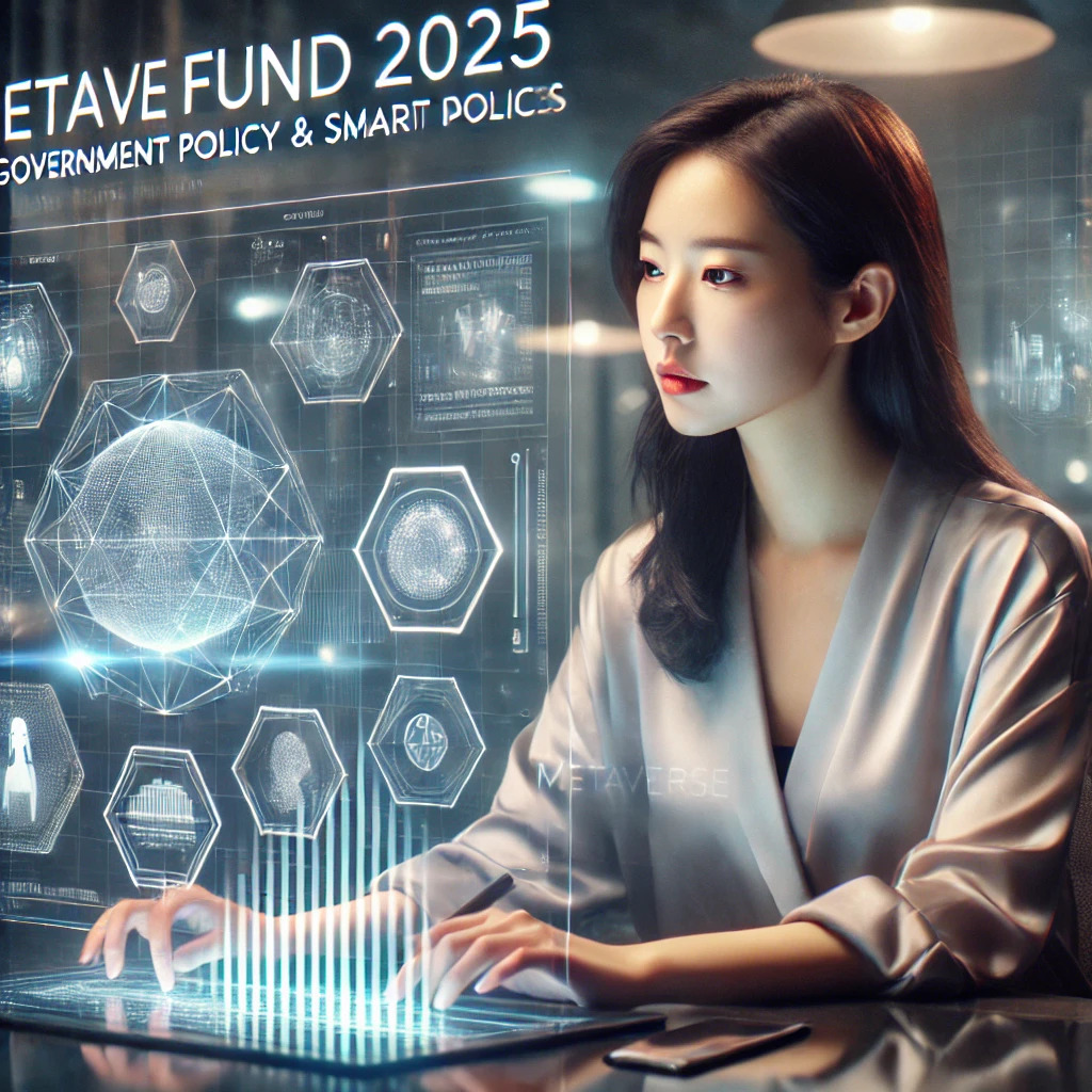 DALL·E 2025-04-21 10.16.04 - A cinematic, ultra-realistic image of a Korean woman in her early 30s sitting at a futuristic desk, analyzing metaverse investment trends supported by.jpg