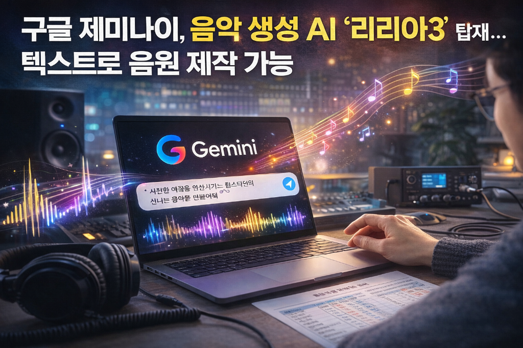 구글 제미나이, 음악 생성 AI ‘리리아3’ 탑재… 텍스트로…
